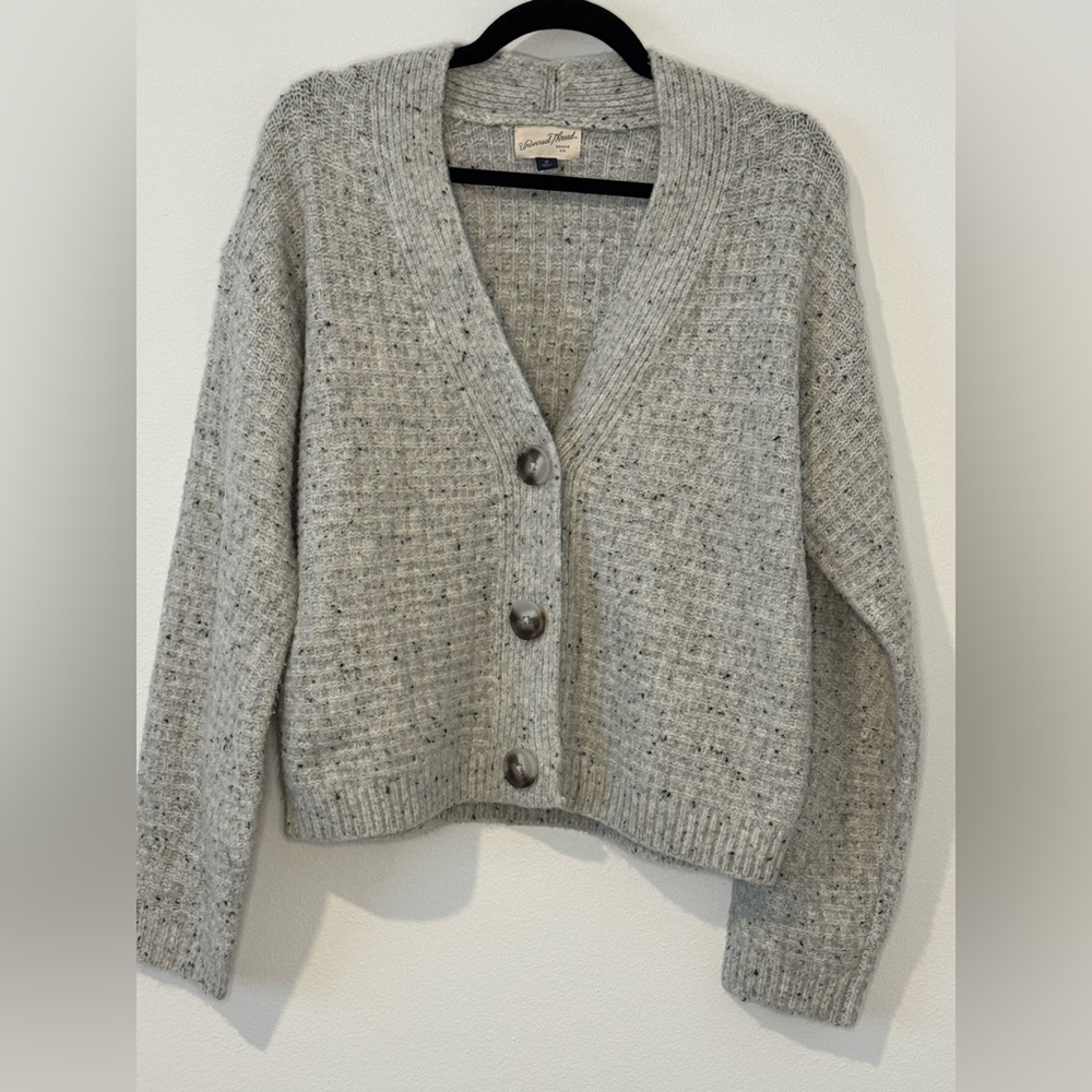 Universal Thread Gray Speckled Button-Front Cardi… - image 1
